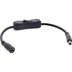 26906G 0.2m DC CABLE W/SWITCH, DC MALE/FEMALE 5.5X2.5MM, AWG 18, BLACK INLINE