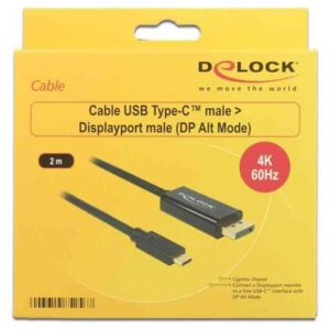 85256 2m USB-C TO DISPLAY PORT M/M 4K/60HZ BLACK DELOCK