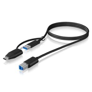 IB-CB032 1m USB-B TO USB-A AND USB-C CABLE ICYBOX