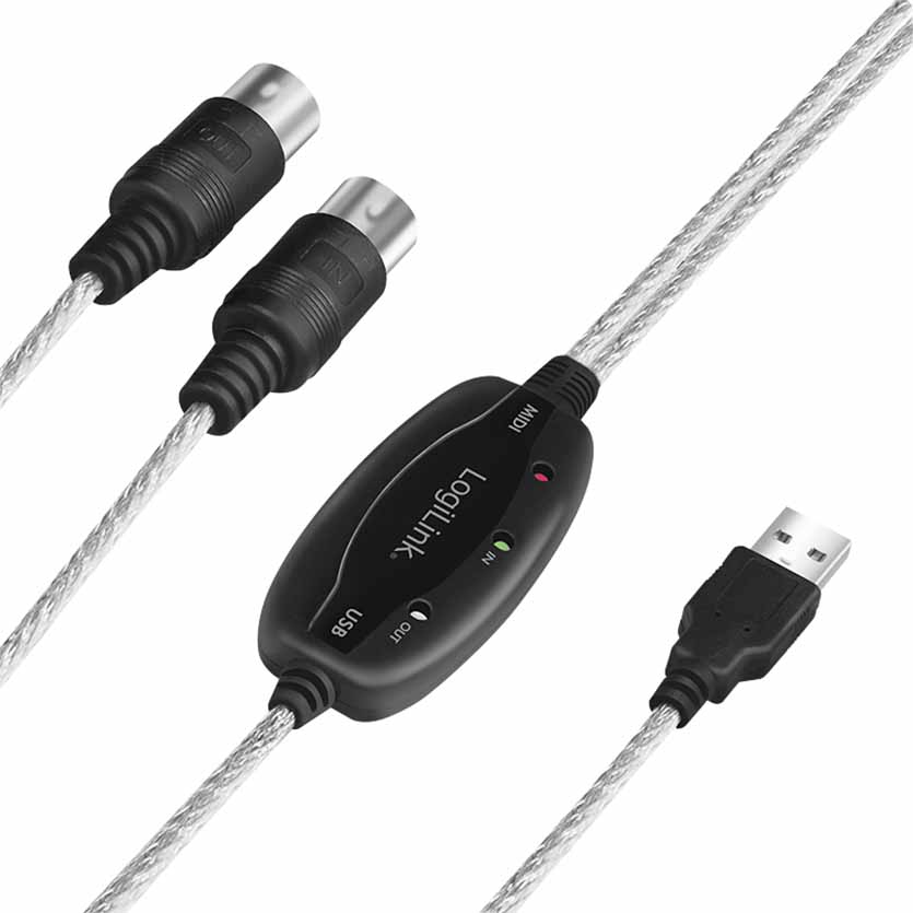 UA0037N 1.9m CABLE USB 1.1 TO 2X MIDI IN-OUT TRANSPARENT LOGILINK
