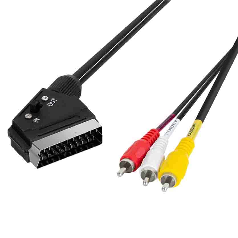 CA1029 AUDIO/VIDEO CABLE, SCART/M to 3x RCA/M, BLACK, 2 m LOGILINK
