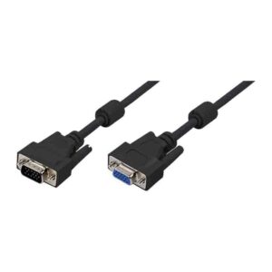 CV0006 VGA CABLE, HD15/M to HD15/F, 1080p, 2x FERRITE, BLACK, 5 m LOGILINK