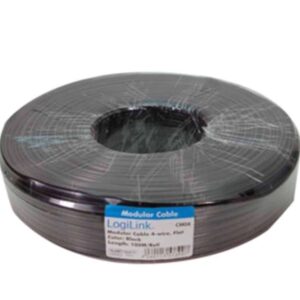 CM04 TELEPHONE CABLE FLAT 4-WIRES 100m BLACK, LOGILINK