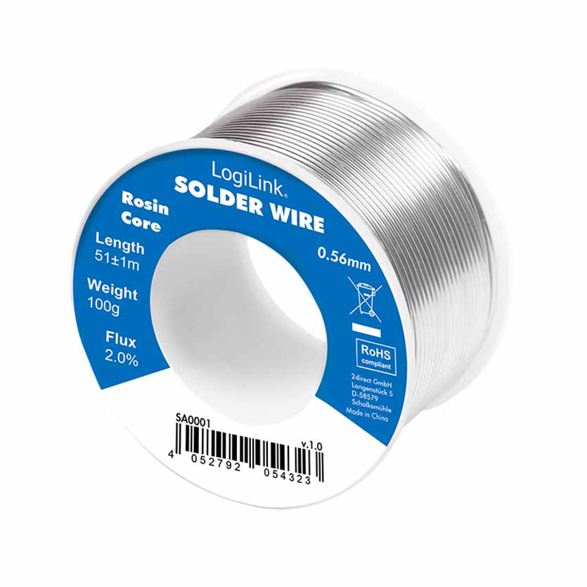 SA0001 SOLDER WIRE 0,56mm 2% COPPER 100G REEL LOGILINK