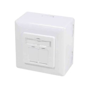 NP0039A CAT6 WALL OUTLET 2xRJ45 SHIELDED W/BACK BOX SIGNAL WHITE, LOGILINK