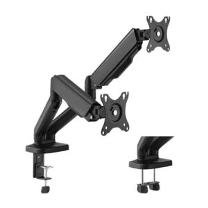 BP0177 DUAL MONITOR DESK MOUNT, 17-32", ALUMINUM BLACK, CURVED SCREENS LOGILINK