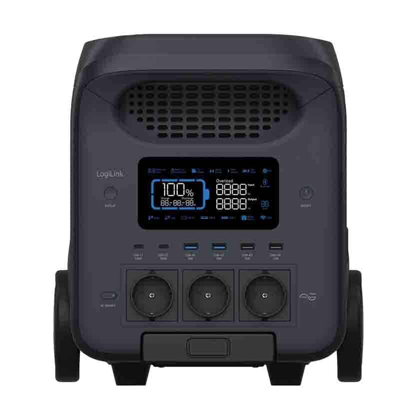 PPS3000 PORTABLE POWER STATION, 3000 W, LiFePO4 BATTERY, TUYA COMPATIBLE, BLACK LOGILINK