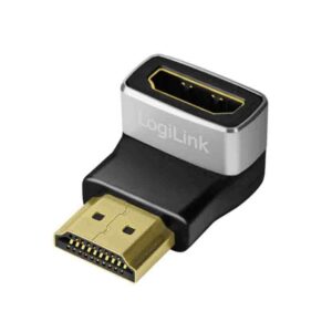 AH0005A HDMI ADAPTER A/M TO A/F, 90° ANGLED, 8K/60 HZ, BLACK/GREY LOGILINK