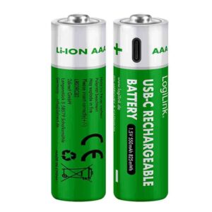 LR03RCB2 1.5V LI-ION RECHARGABLE BATTERIES AAA x2pcs INTEGRATED USC-C PORT 550MAH/825MWH LOGILINK