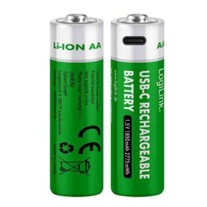 LR6RCB2 1.5v LI-ION RECHARGABLE BATTERIES AA x2pcs INTEGRATED USB-C PORT 1850MAH/2775MWH LOGILINK