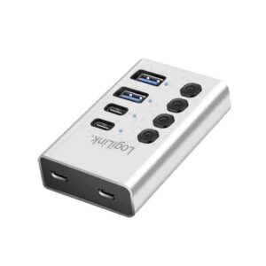 UA0446 HUB 3.2 GEN1 4-ports w/CABLE/ADAPTER, USB-A/C,ON/OFF SWITCH ALUMINIUM LOGILINK