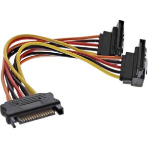 29683Y SATA POWER Y-CABLE FEMALE TO 2x SATA PLUG W/LATCHES 0,30m INLINE