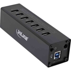 35395B HUB USB3.0 7-PORT ALUMINIUM CASE W/2.5A PSU BLACK INLINE
