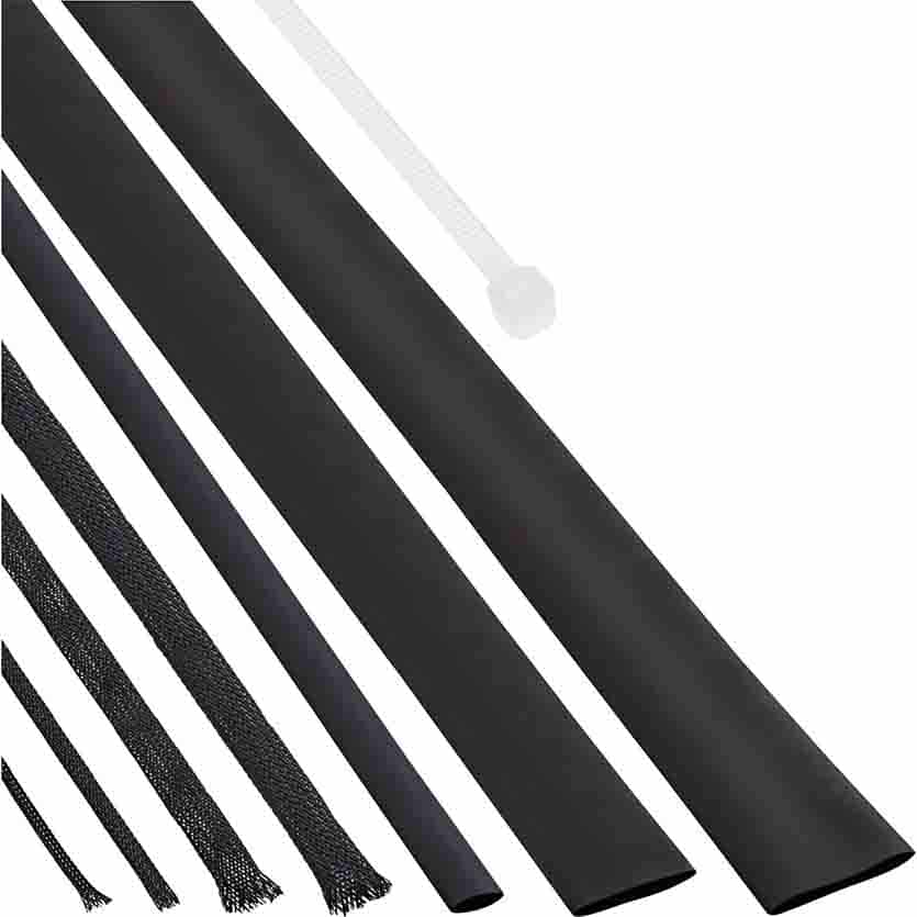 00870S CABLE SLEEVING + SHRINK TUBING SET BLACK, INLINE