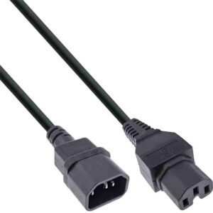 16811 2m POWER CABLE EXT., HOT CONDITION CONN. IEC-C15/IEC TO C14 BLACK, INLINE