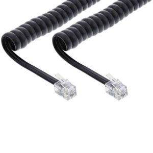 18893A 2m COILED CORD RJ10 DIRECT ASSIGNED MALE/MALE, BLACK, INLINE