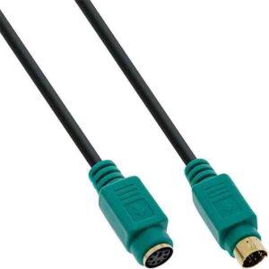13342H 2m PS/2 CABLE M/F, GOLDEN CONTACTS, BLACK/GREEN, INLINE