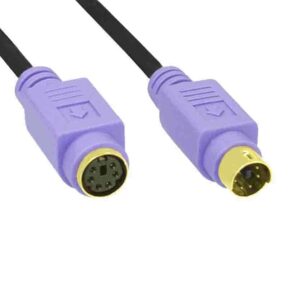 13342W 2M PS/2 CABLE  GOLDEN CONTACTS, BLACK/PURPLE, INLINE