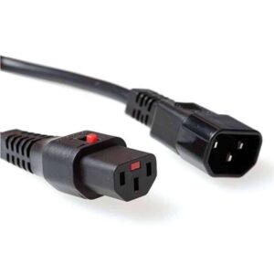 AK5191 1,5m C13 LOCKABLE TO C14 POWER EXTENTION CABLE BLACK IEC LOCK