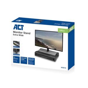 AC8210 MONITOR STAND EXTRA WIDE W/ONE DRAWER ADJUSTABLE 6 OR 9cm BLACK ACT
