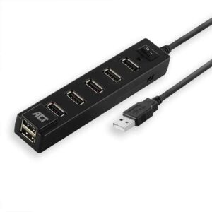 AC6215 USB HUB2.0  7-PORT, WITH ON/OFF SWITCH BLACK ACT