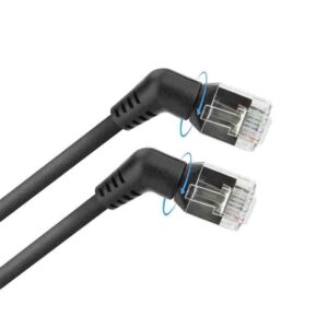 DD1901 BLACK 1m U/FTP CAT6A SLIMLINE PATCH CABLE WITH ANGLED 360 ROTATABLE RJ45 CONNECTORS, ACT