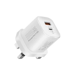 POWERPORT-33.UK-WH CHARGER 33W GANFAST CHARGING WHITE PROMATE