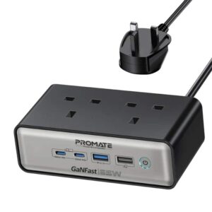 POWERBRIX2-GaN65 65W POWER DELIVERY GaNFast™ CHARGING STATION with 3250W DUAL AC SOCKET, PROMATE