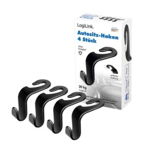 AA0165 CAR SEAT HOOKS,4pcs, 20kg PER HOOK, BLACK, LOGILINK