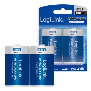 LR20B2 BATTERY D ULTRA POWER ALKALINE 1.5V MONO 2PCS, LOGILINK