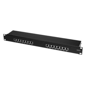 NP0057 CAT.6 PATCH PANEL 16 PORTS SHIELDED, 19 INCH RACK MOUNT, BLACK, LOGILINK