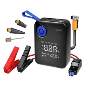 PA0358 4-IN-1 JUMP STARTER POWERBANK AIR PUMP EMERGENCY LIGHT 12V/7200mAH, BLACK LOGILINK