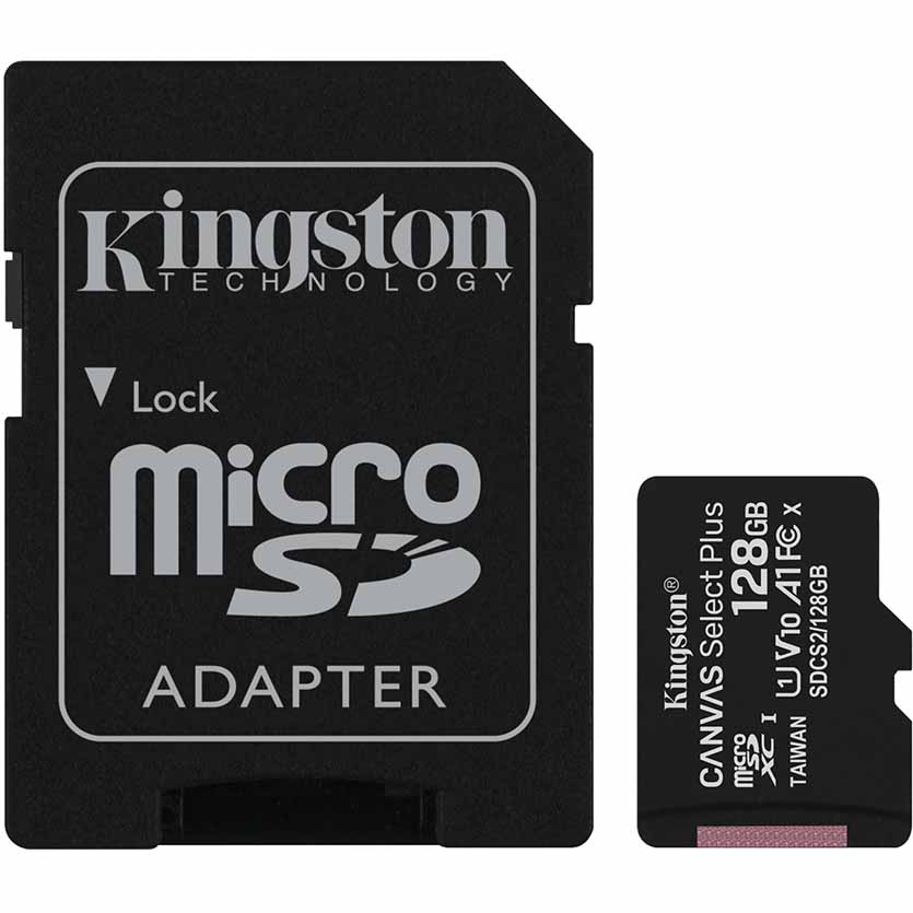 FLASH CARD MICRO-SDCS2 128GB 100MB/s + ADAPTER C10 CANVAS SELECT PLUS KINGSTON