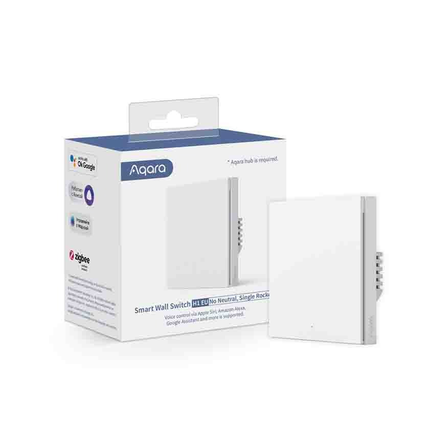 WS-EUK01-WHITE SMART WALL SWITCH H1 EU (NO NEUTRAL, SINGLE ROCKER), WHITE AQARA