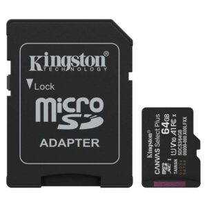 FLASH CARD MICRO-SDCS3 64GB 100MB/s + ADAPTER CLASS 10 CANVAS SELECT PLUS KINGSTON