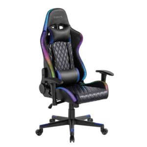 EO0076 GAMING CHAIR WITH HEAD&LUMBAR SUPPORT,RGB LIGHTING, UPTO 150KG,LOGILINK