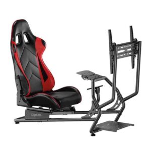 EO0065 RACING SIMULATOR COCKPIT WITH MONITOR MOUNT FOR 32-50″ RED/BLACK LOGILINK