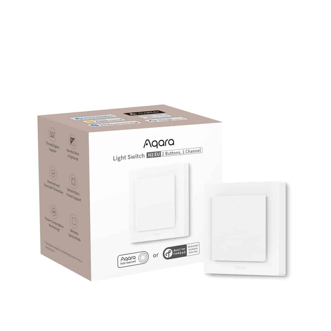 WS-K07D LIGHT SWITCH H2 EU (2 BUTTONS,1 CHANNEL), WHITE AQARA