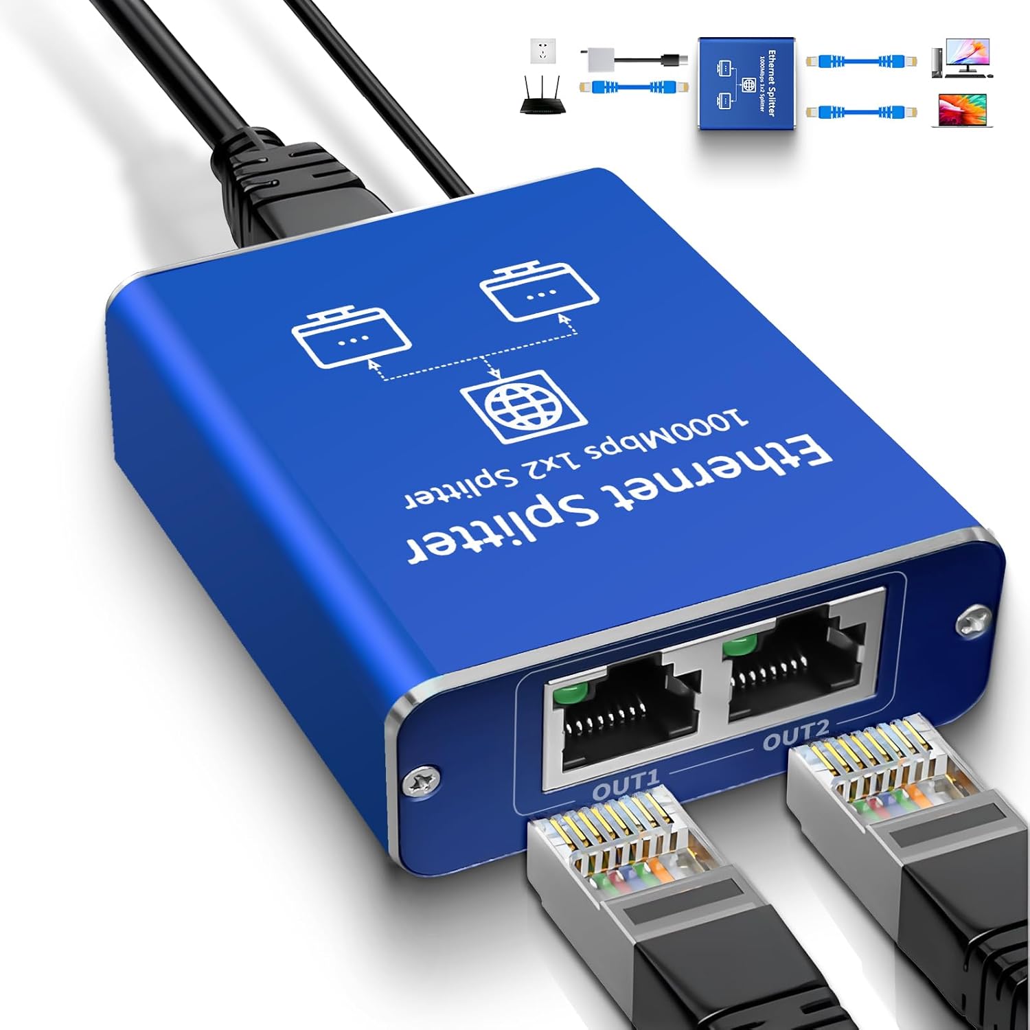 SOF21G GIGABIT NETWORK ETHERNET SPLITTER 1GB RJ45 LAN FOR PC/HUB/ROUTER/SWITCH
