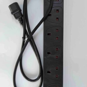 PQ-198 1.5m UK POWER STRIP 6OUTL W/IEC C14 MALE GR KABEL
