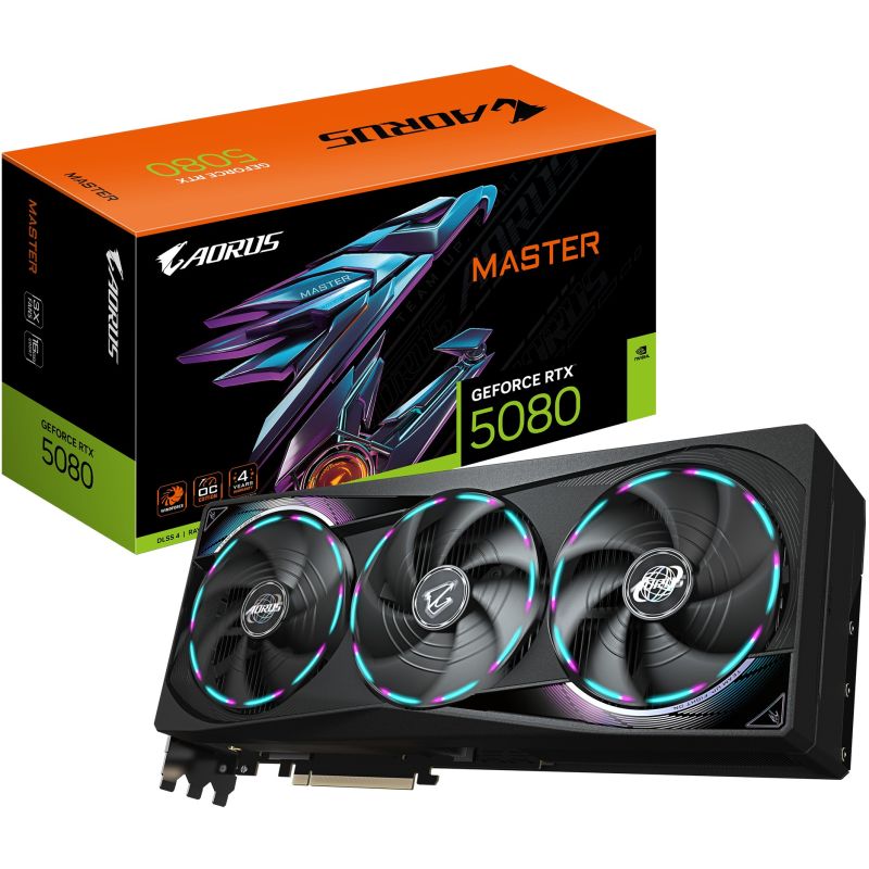RTX 5080 16GB AORUS MASTER GDDR7 3FAN, GRAPHICS CARD GIGABYTE