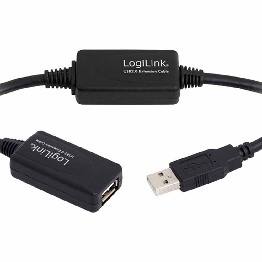 UA0146 EXT CBL 20m USB2.0 BLK LOGILINK