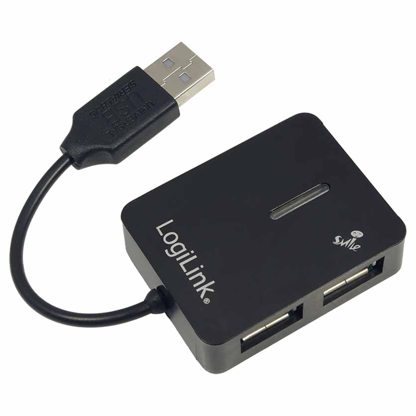 UA0139 HUB 2.0 4-PORT SMILE  BLACK, LOGILINK