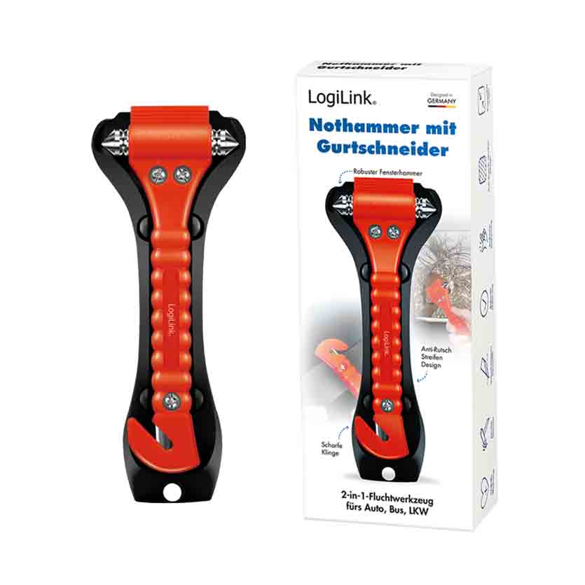 SC0231 EMERGENCY AID TOLL 2 in 1 W/WINDOW BREAKER & BELT CUTTER, LOGILINK
