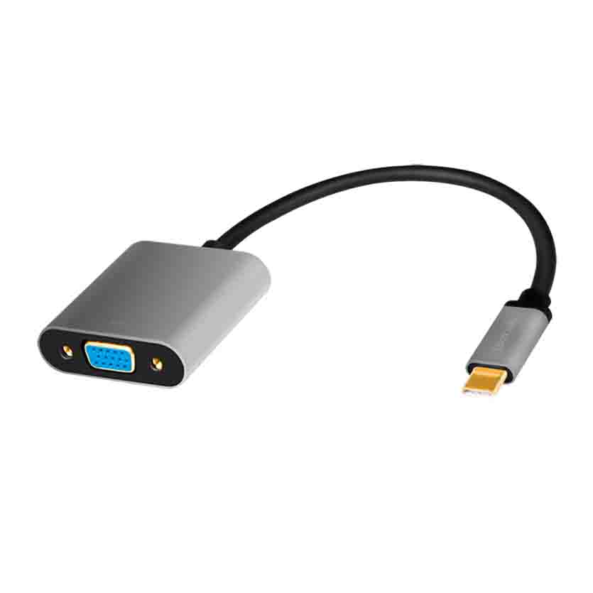 CUA0104 0.15m USB TYPE-C TO VGA C/M ADAPTER, 1080p ALU BLACK/GREY, LOGILINK