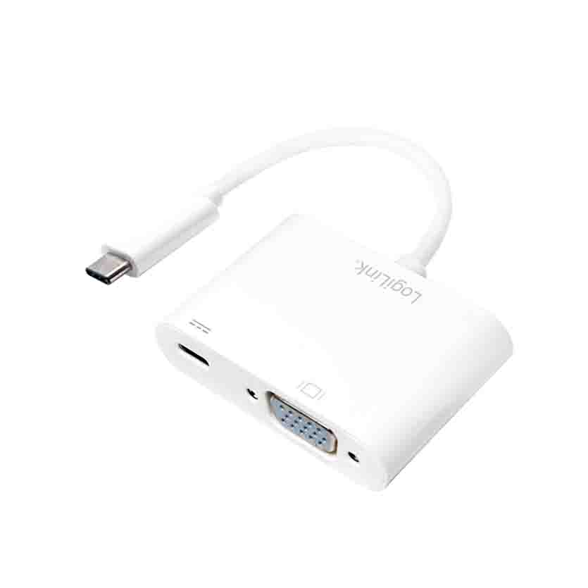 UA0259 USB3.2 GEN1 TYPE-C TO VGA ADAPTER (F) 1080p PD WHITE, LOGILINK