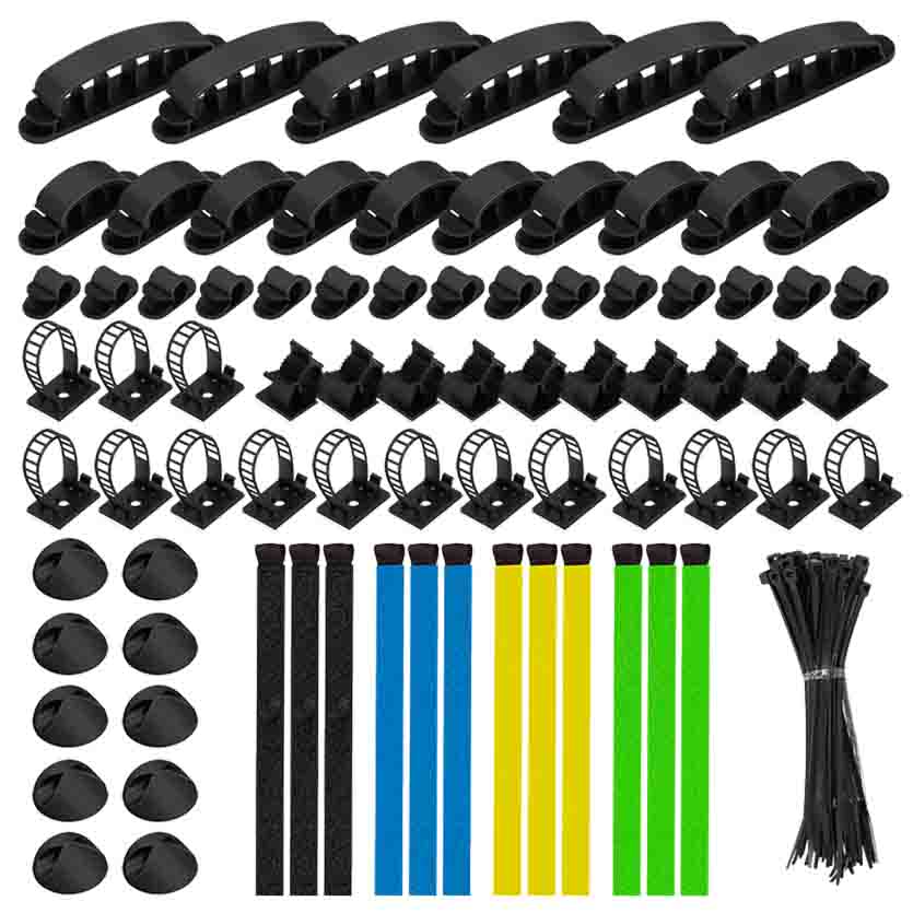 KAB0084 CABLE ORGANIZER SET IN A BOX, 8 ITEMS, 128pcs. MIXED COLOR, LOGILINK