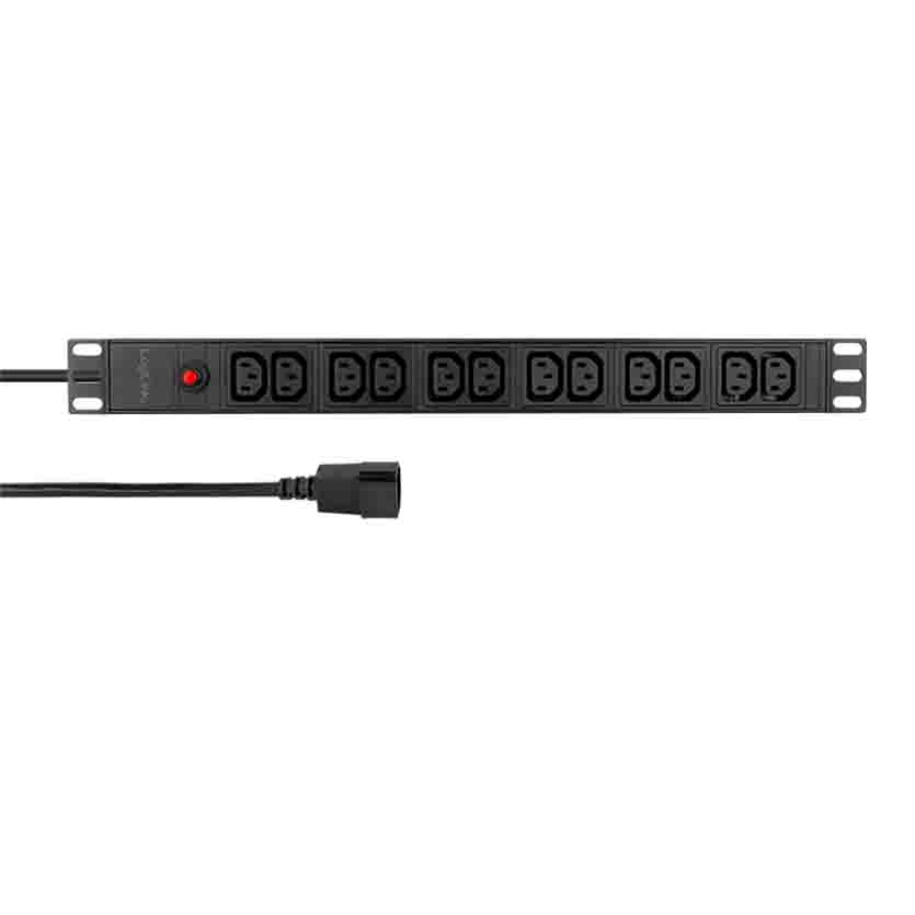 PDU12A1 19″ PDU 12 SOCKETS C13 W/SURGE PROTECTOR UK LOGILINK