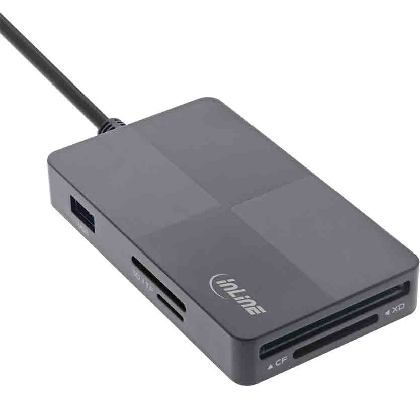 66772F MULTI CARD READER USB3.2 USB-A FOR SD/TF/MS/XD/CF 3-PORT DUAL INLINE