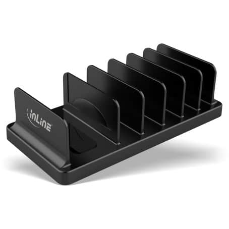 55461S MULTI-PURPOSE STAND W/SIX COMPARTMENTS FOR DESK/SHELF BLACK INLINE